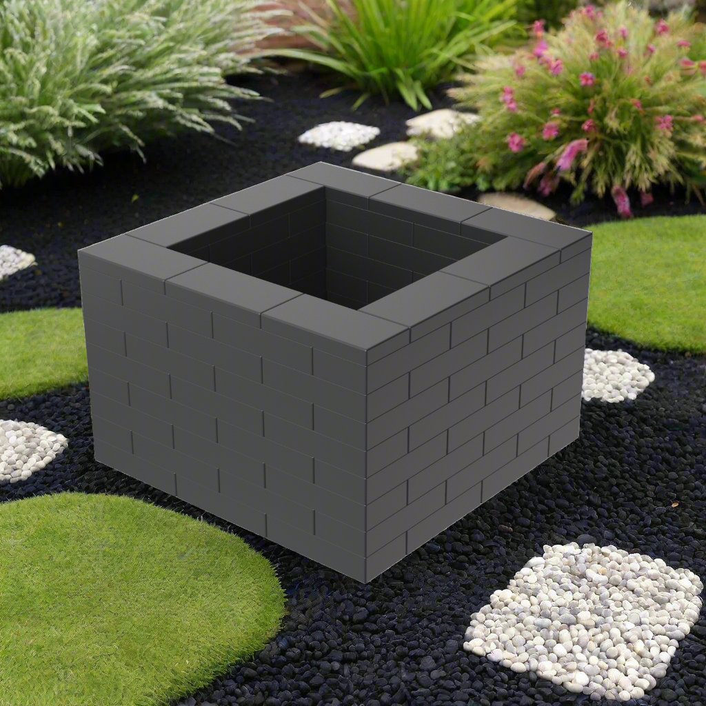 Planteringslådesats i svart plast 3 x 3 x 8